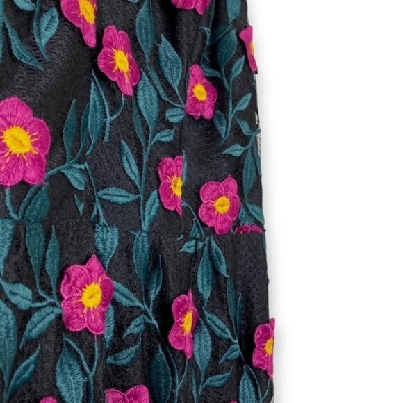 Dress the Population Sunny Floral Maxi Dress black pink teal flowers appliqué S - Picture 4 of 13